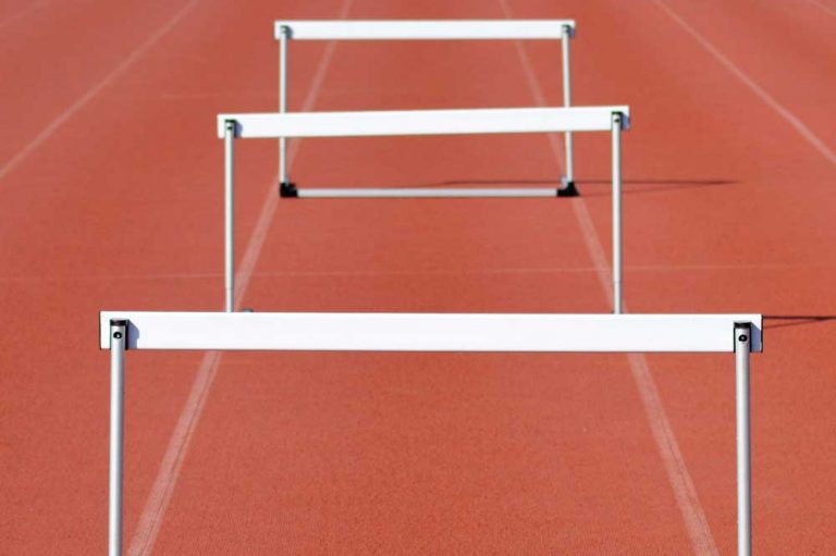 hurdles on a track