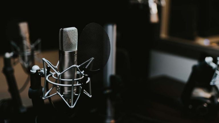 Two podcast microphones